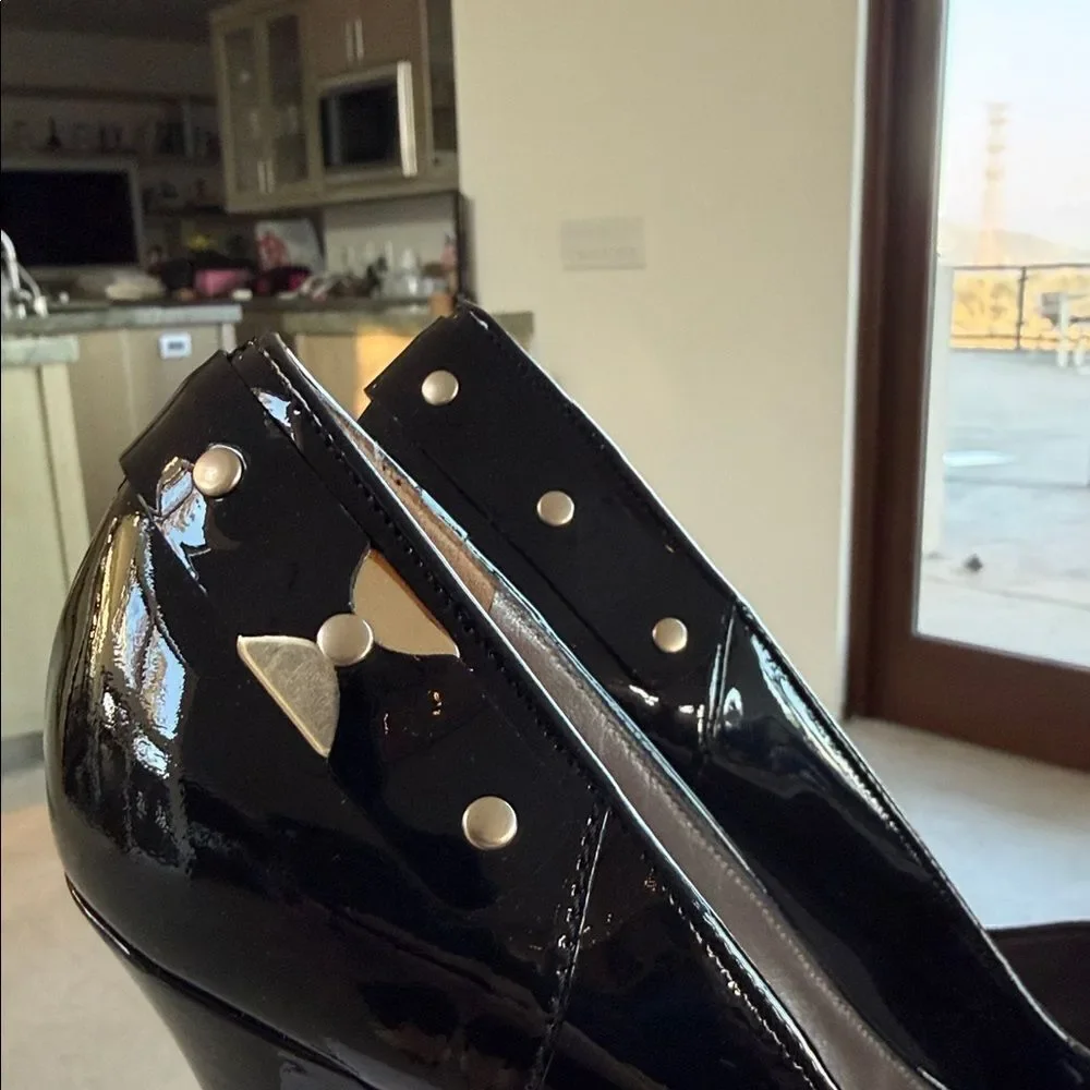 Versace Black Patent Leather High Heels 41